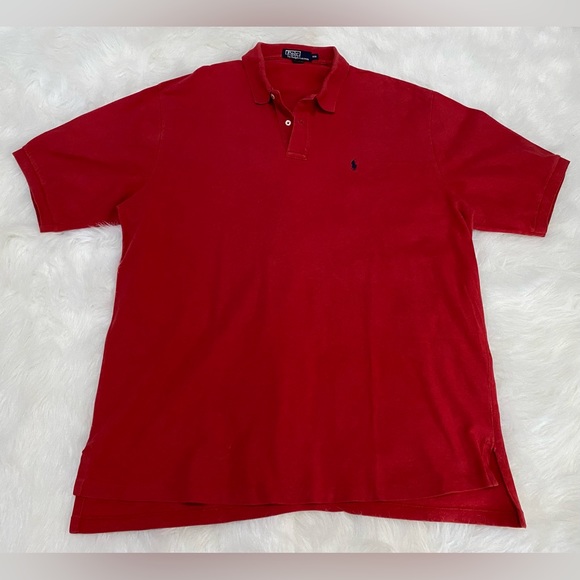 Polo by Ralph Lauren Mens XXL Solid Red Short Sleeve Golf Shirt Vintage Classic - Picture 1 of 10